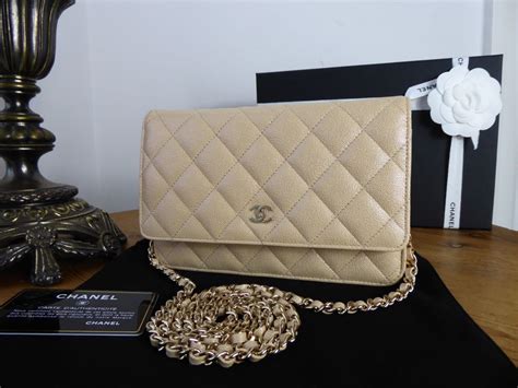 Chanel WOC 19s Iridescent Beige Caviar Leather with Gold